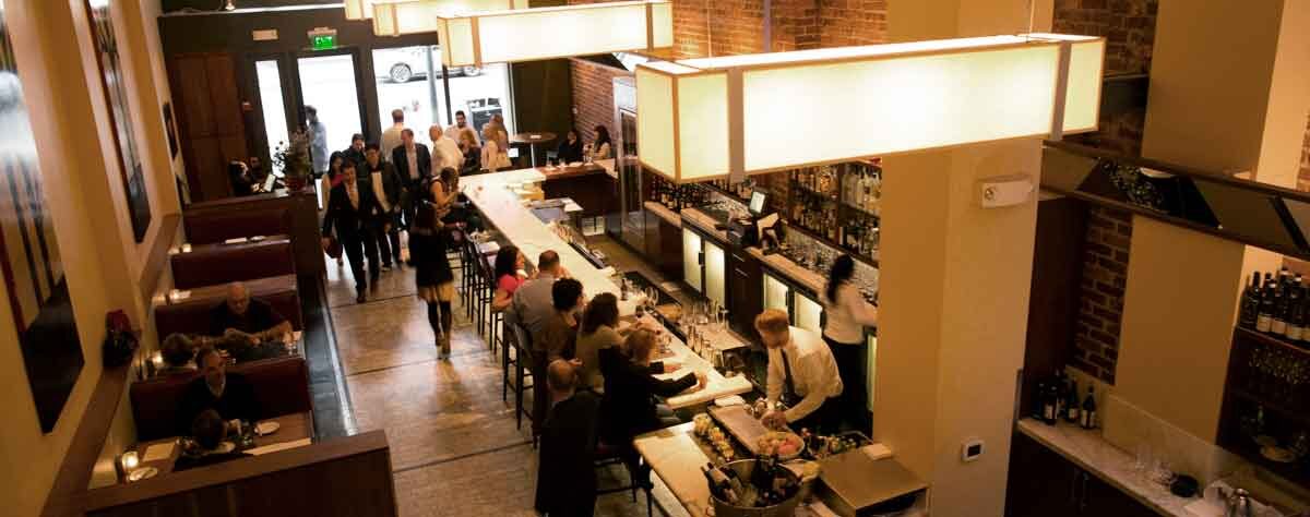 Interior of Perbacco in San Francisco, CA from overhead